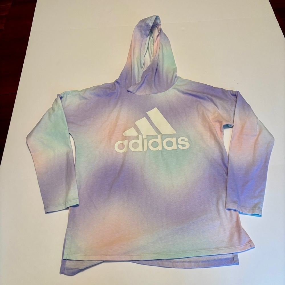 Adidas Pastel Tie Dye Hoodie Youth Large 14 Soft Logo Pullover